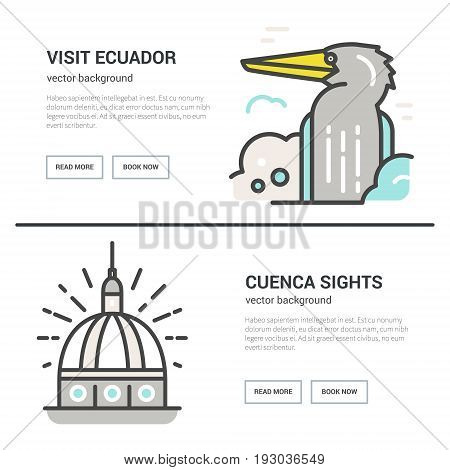 Travel to Ecuador poster - vector flyer design.