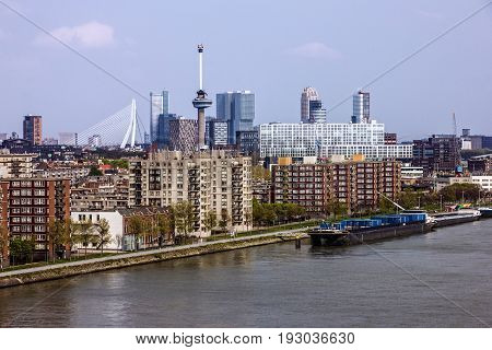 Rotterdam, Netherlands - may 23, 2017: Seafront and tower Euromast in Rotterdam, Netherlands