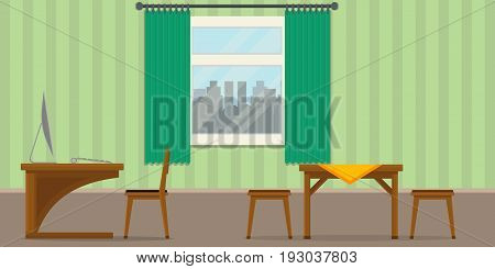 Illustration of a classic homeoffice, Flat design
