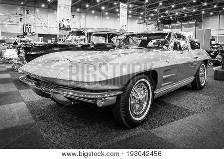 MAASTRICHT NETHERLANDS - JANUARY 15 2016: Sports car Chevrolet Corvette C2 
