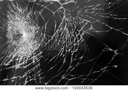 Broken glass on mobile phone, close up
