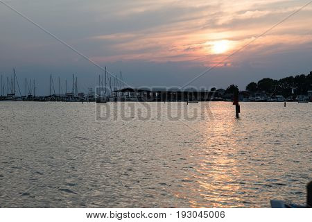 View of Eastern Shore Maryland Sunset over Chesapeake Bay
