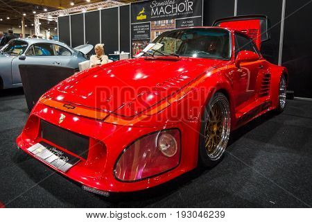 MAASTRICHT NETHERLANDS - JANUARY 15 2016: Sports car Porsche 935 II DP Motorsport 1984. International Exhibition InterClassics & Topmobiel 2016