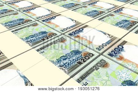 Nigerian nairas bills stacked background. 3D illustration.