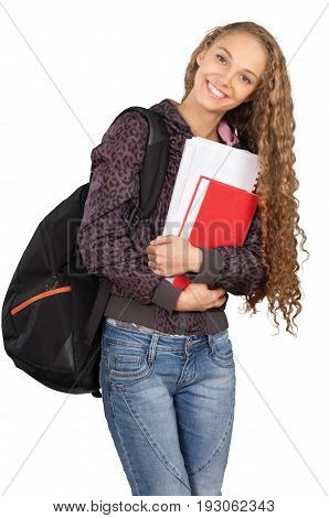 Female young college student college student white background teenage girl
