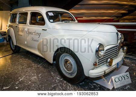 MAASTRICHT NETHERLANDS - JANUARY 15 2016: Large family car Peugeot 203 Break 