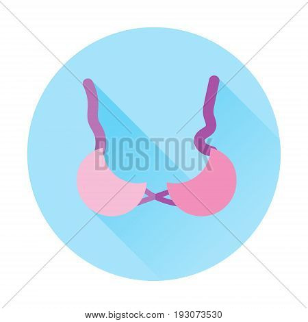 women sexy bra bikini flat icon with long shadow