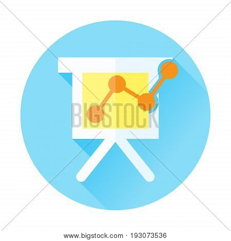 business graph chart presentation flat icon with long shadow