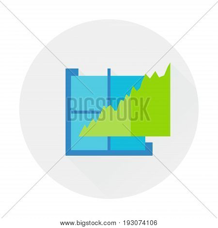 business graph chart presentation flat icon with long shadow