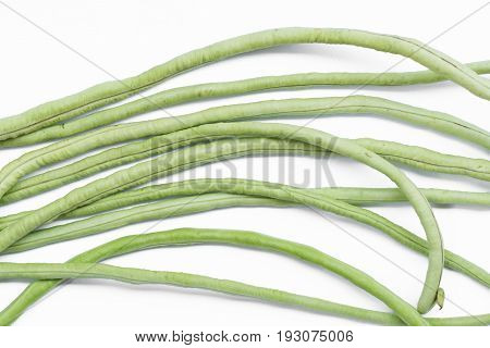 Yardlong Bean Isolated On White Background.