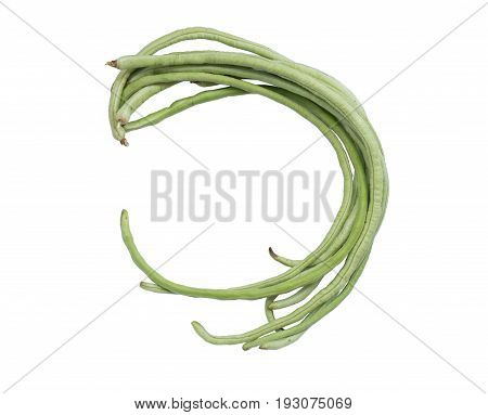 Yardlong Bean Isolated On White Background.