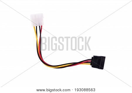 4-pin Molex For The Power Cable Adapter Sata On A White Isolated Background. Horizontal Frame