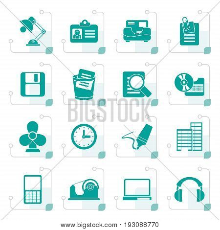 Stylized Office and business icons - vector icon set