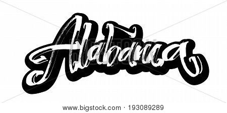 Alabama. Sticker. Modern Calligraphy Hand Lettering for Silk Screen Printing