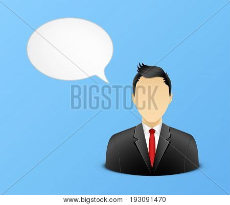 Office man avatar with speech bubble. Eps10
