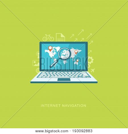 Flat design illustration with icons. Internet navigation. eps10