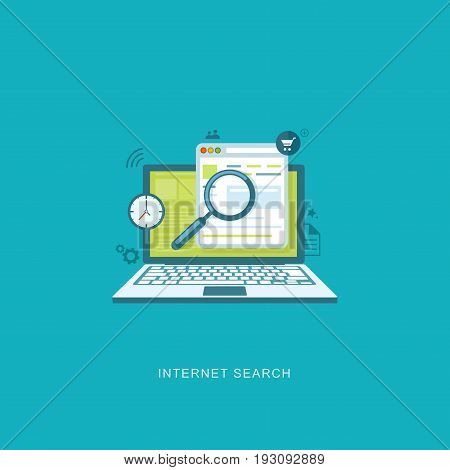 Flat design illustration with icons. Internet search. eps10