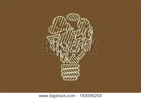 Lamp illustration. Creativity concept with lamps on brown background