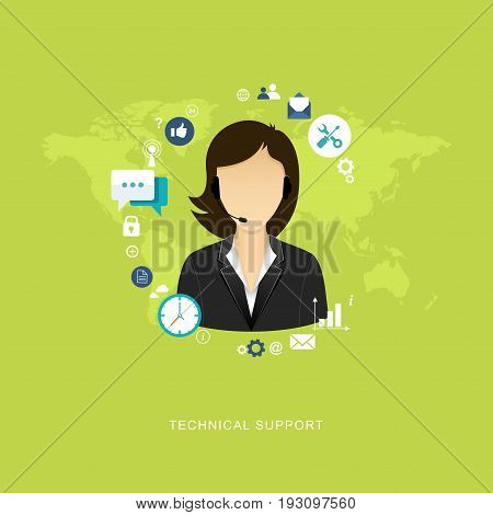 Flat design illustration with icons. Technical support assistant. eps8