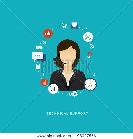 Flat design illustration with icons. Technical support assistant. eps8