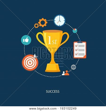 Winner's award with icons. Success illustration. eps8