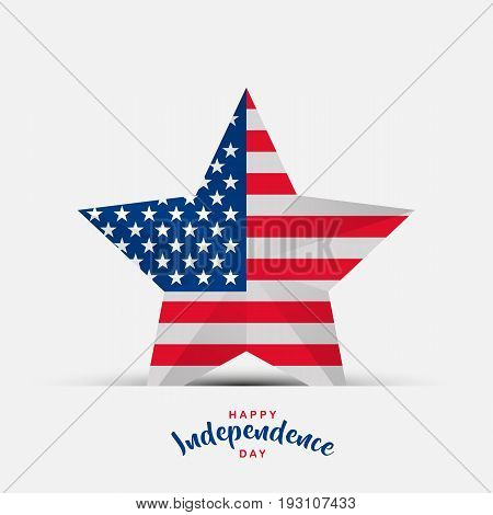 American Independence Day background with star in national flag colors, greeting card