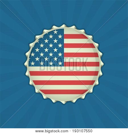 vintage style, bottle cap for USA Independence Day. Happy 4th of july