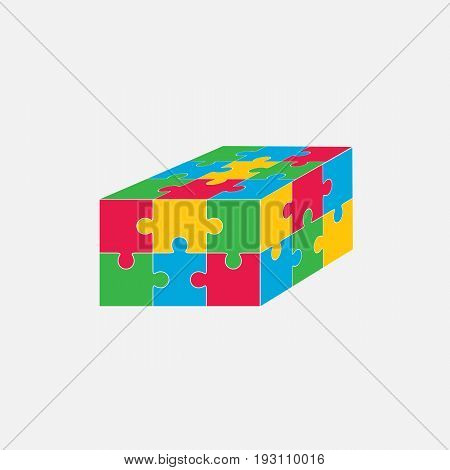 Jigsaw puzzle vector, blank simple template 3x2, sixpieces