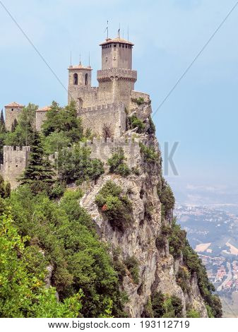Castle of San Marino on the rock