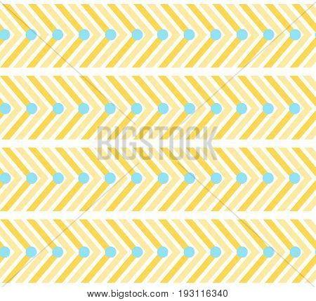 Yellow zigzag seamless pattern with lines and circles. Colorful light geometric crankle texture for design, textile, wallpapers, wrapping paper, covers, backgrounds, fabric print