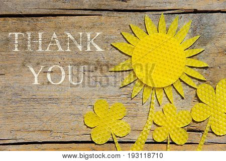 Beeswax, Sunflowers On Wooden Table, Thank You