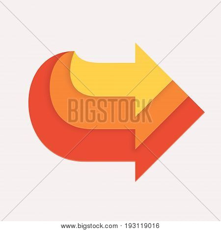 Three arrows form a large arrow, a vector illustration, the concept of unity of purpose, of general direction