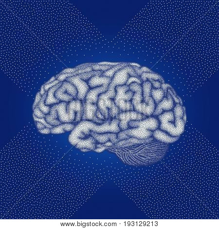 Human brain. Side view - vector stippled illustration
