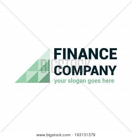 Abstract vector logo template for financial company. Investment logotype. Illustration of green triangle.