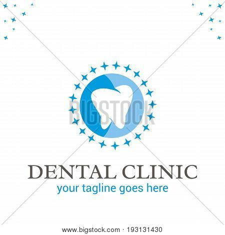 Vector logo template for dental clinic. Tooth icon. Logotype concept emblem for dentist.