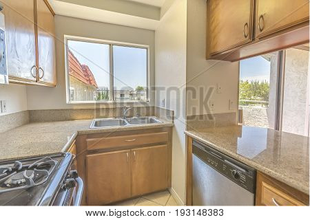 Model home kitchen in southern California ready for a real estate shoot
