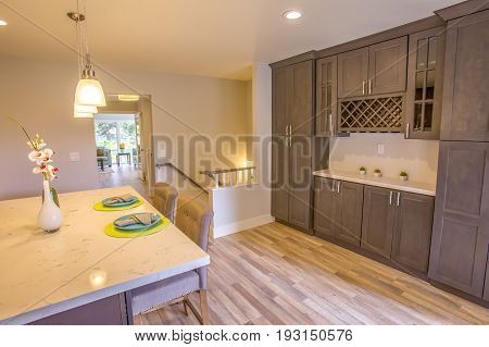 Model home kitchen in southern California ready for a real estate shoot