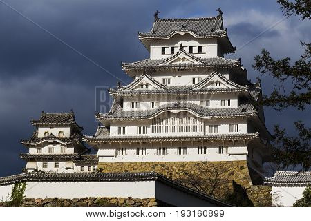 Himeji Castle or White Heron Castle (Shirasagijo) it over 400 years old and was completed in 1609 Hyogo Kyoto Japan