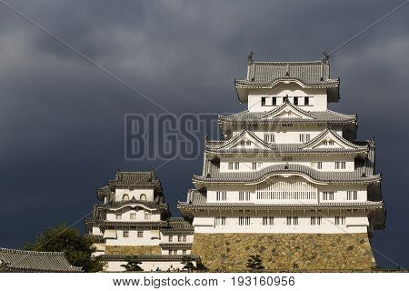 Himeji Castle or White Heron Castle (Shirasagijo) it over 400 years old and was completed in 1609 Hyogo Kyoto Japan