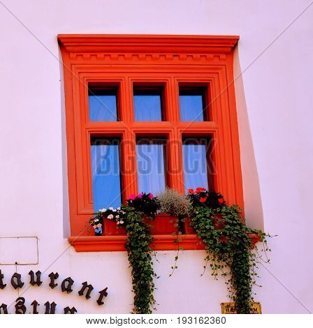 Urban Landscape In The Downtown Of The Medieval City Sighisoara, Transylvania