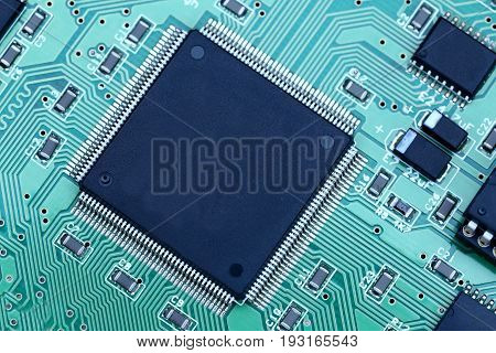 detail shot of a computer chip on a board