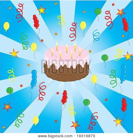 Festa con torta e tanti palloncini