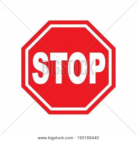 Red stop sign isolated on white background. Traffic regulatory warning stop symbol. Vector stock.