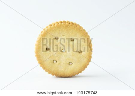 A tasty cracker on the white background