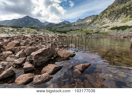 Amazing Panoramic view of Musalenski lakes and Musala peak, Rila mountain, Bulgaria