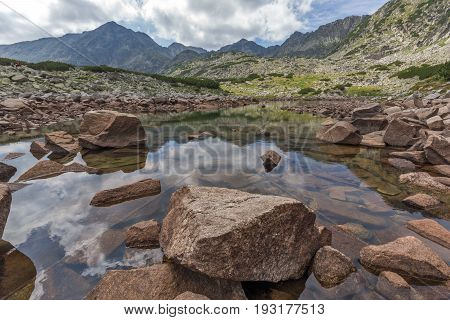 Amazing Panoramic view of Musalenski lakes and Musala peak, Rila mountain, Bulgaria