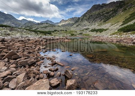 Amazing Panoramic view of Musalenski lakes and Musala peak, Rila mountain, Bulgaria