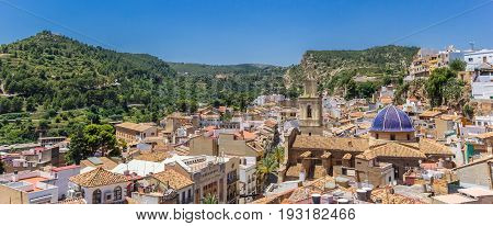 Panorama Of The Old Town Of Bunol And The Surrounding Mountains
