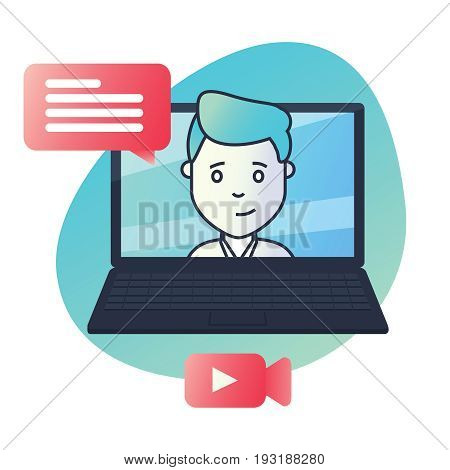 Material design icon for education video tutorials online courses training concept. UI UX web design symbol for applications mobile interface.