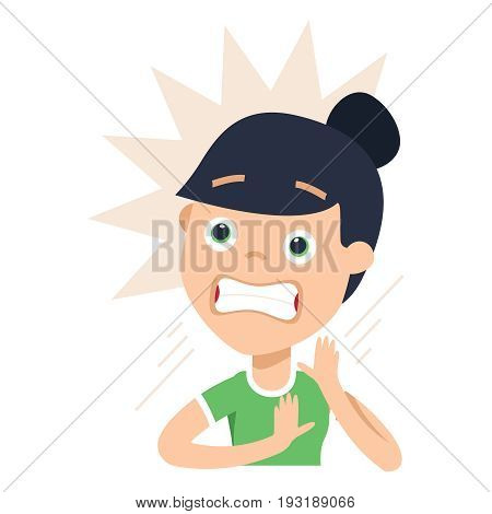 A Housewife Has Scared Facial Expressions Isolated. Woman Housewife Emotions.